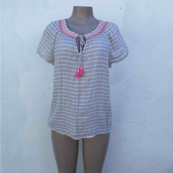 Vineyard Vines Tops - Vineyard Vines Gray and Pink Striped Blouse